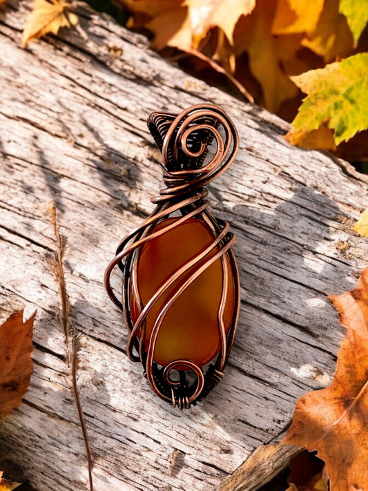 Necklace "Harmony" scolécite and copper