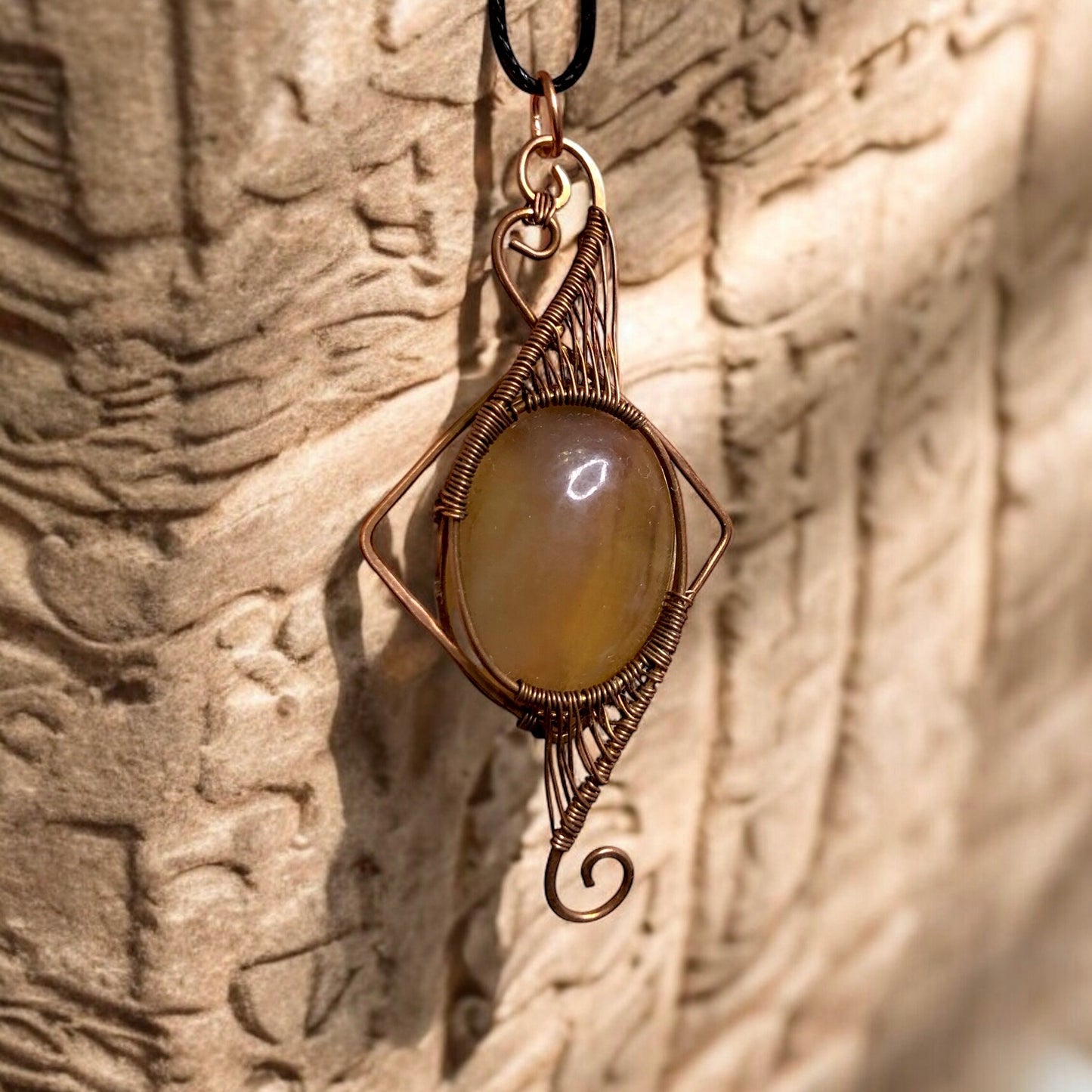 "EGYPT" yellow fluorite and copper pendant