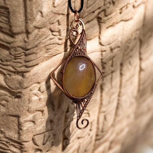 "EGYPT" yellow fluorite and copper pendant
