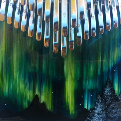 Kalimba Chromatique 34K POOPOOPIDOO UTOPIA- "BOREALIS" - Sapele et résine